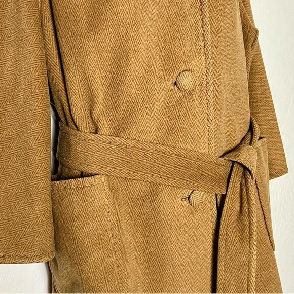 70s CASHMERE WRAP COAT TAN RELAXED MINIMALIST CUSTOM TAILORED XL HERMES XL - Picture 8 of 16